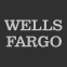 A black and white photo of the wells fargo logo.