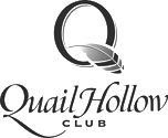 A silver leaf logo with the words " quailhollow club ".